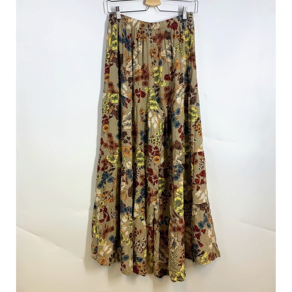 Natural Life Bohemian Tiered Floral Maxi Skirt Elastic Boho Wide Leg Pants SZ  M - Picture 2 of 15